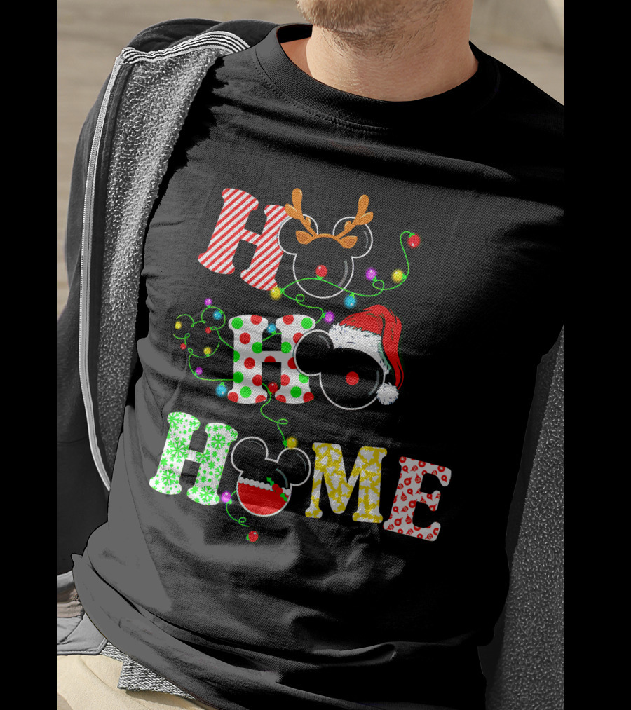Ho Ho Ho Me Mickey Head Christmas Lights T-Shirt