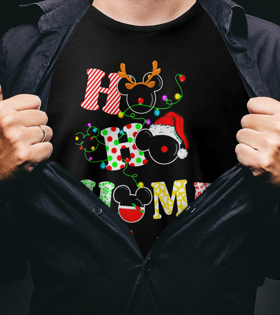 Ho Ho Ho Me Mickey Head Christmas Lights T-Shirt