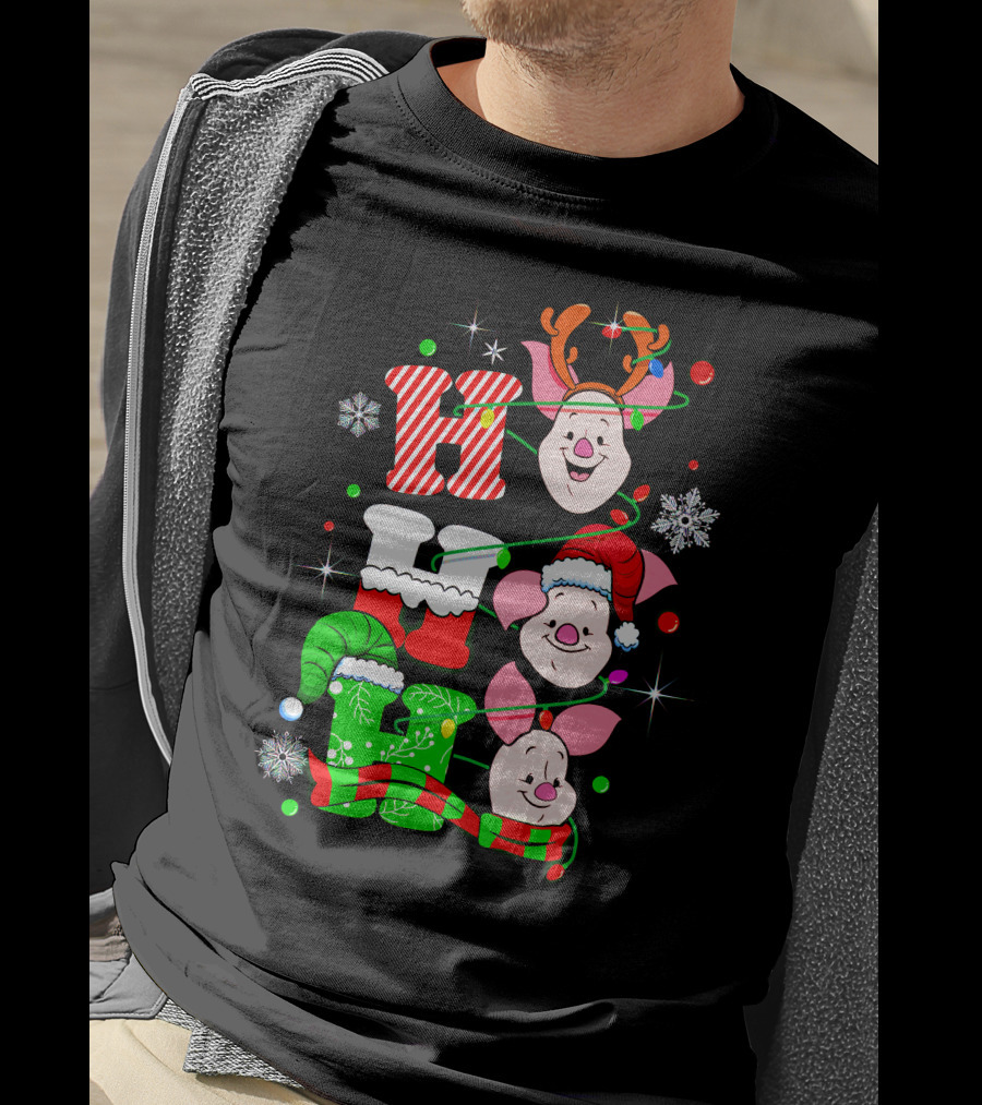 Holiday Piglet H O H Christmas Cheer T-Shirt