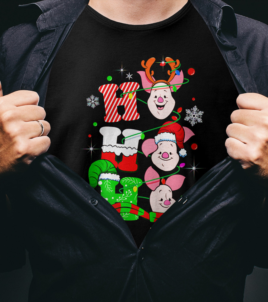 Holiday Piglet H O H Christmas Cheer T-Shirt