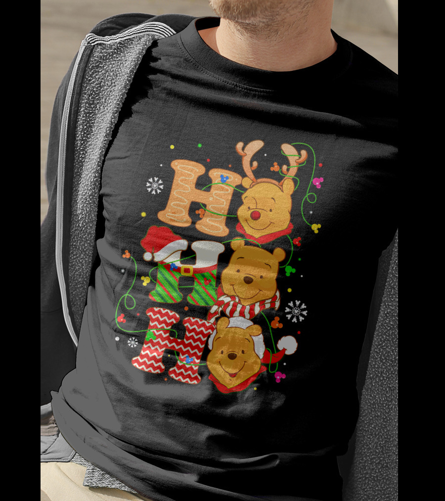 Ho Ho Ho Pooh Christmas Holiday Theme T-Shirt