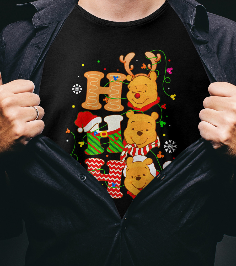 Ho Ho Ho Pooh Bear Christmas Holiday Cheer T-Shirt