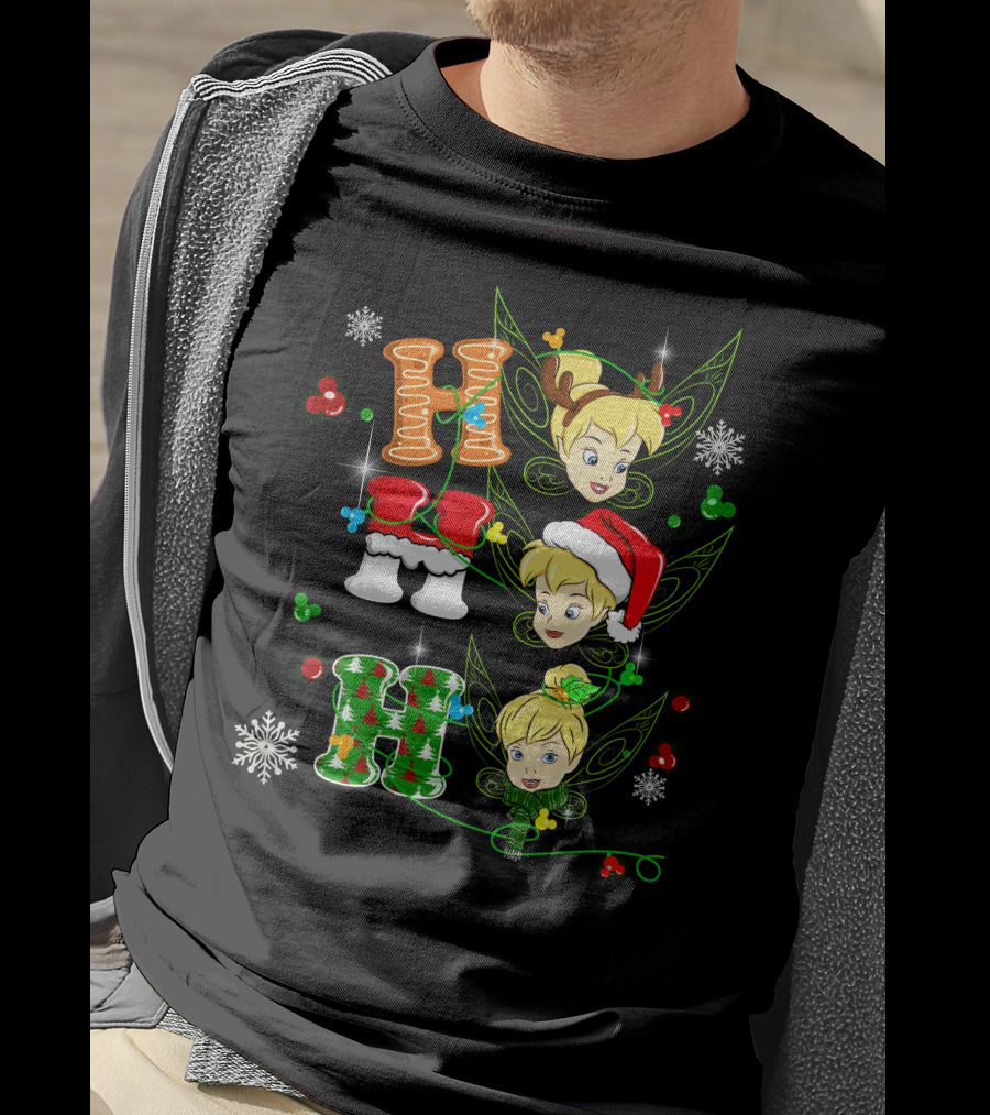 Tinker Bell Christmas Holiday Cheer With Gingerbread And Santa Hats T-Shirt
