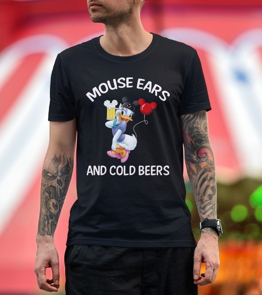Mouse Ears And Cold Beers Daisy Duck Balloon And Beer Cartoon T-Shirt