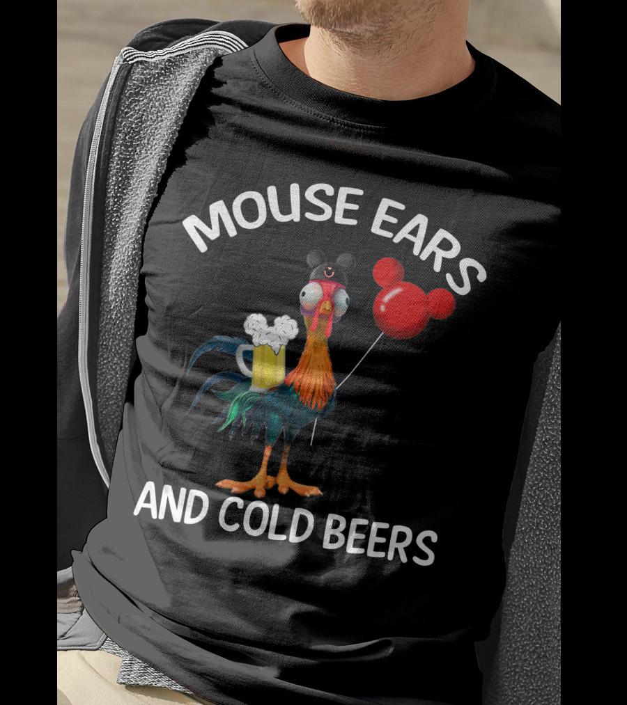 Mouse Ears And Cold Beers Heihei Balloon Beer Rooster T-Shirt