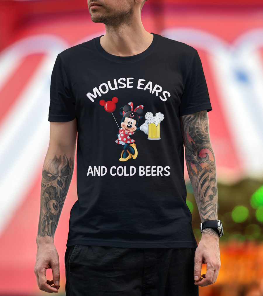 Minnie Mouse Ears And Cold Beers Balloon And Mug T-Shirt