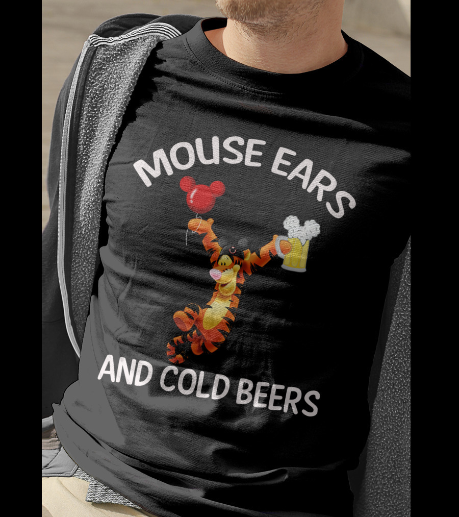 Mouse Ears And Cold Beers Tigger Balloon And Beer Mug T-Shirt