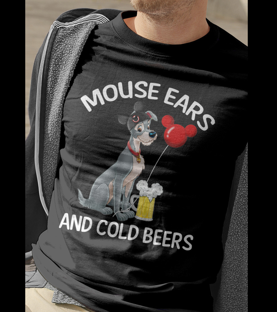 Mouse Ears And Cold Beers Dog With Balloon And Beer Mug T-Shirt