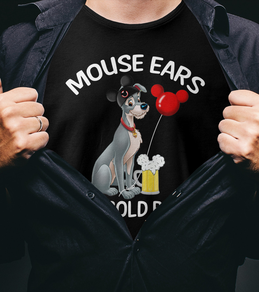 Mouse Ears And Cold Beers Dog With Balloon And Beer Mug T-Shirt
