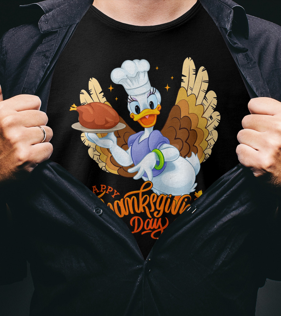 Happy Thanksgiving Day Daisy Duck Turkey Chef T-Shirt