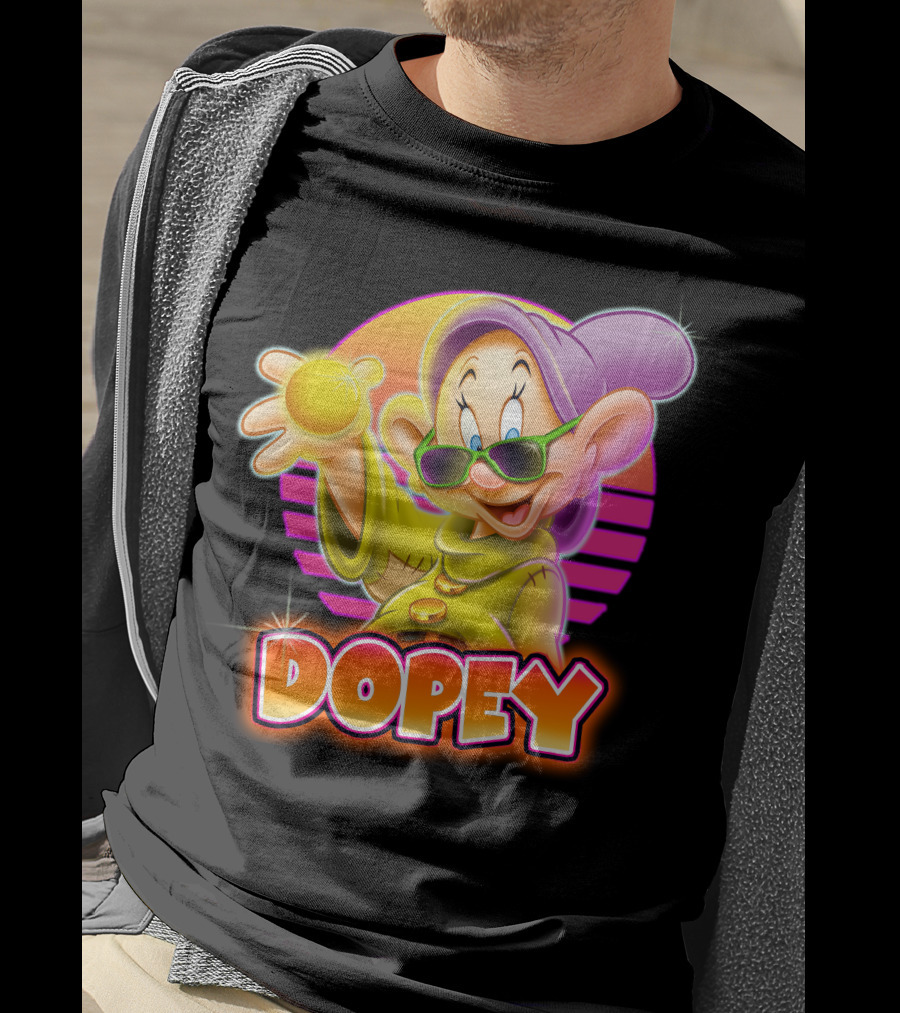 Dopey Retro Sunglasses Glow Neon Style T-Shirt