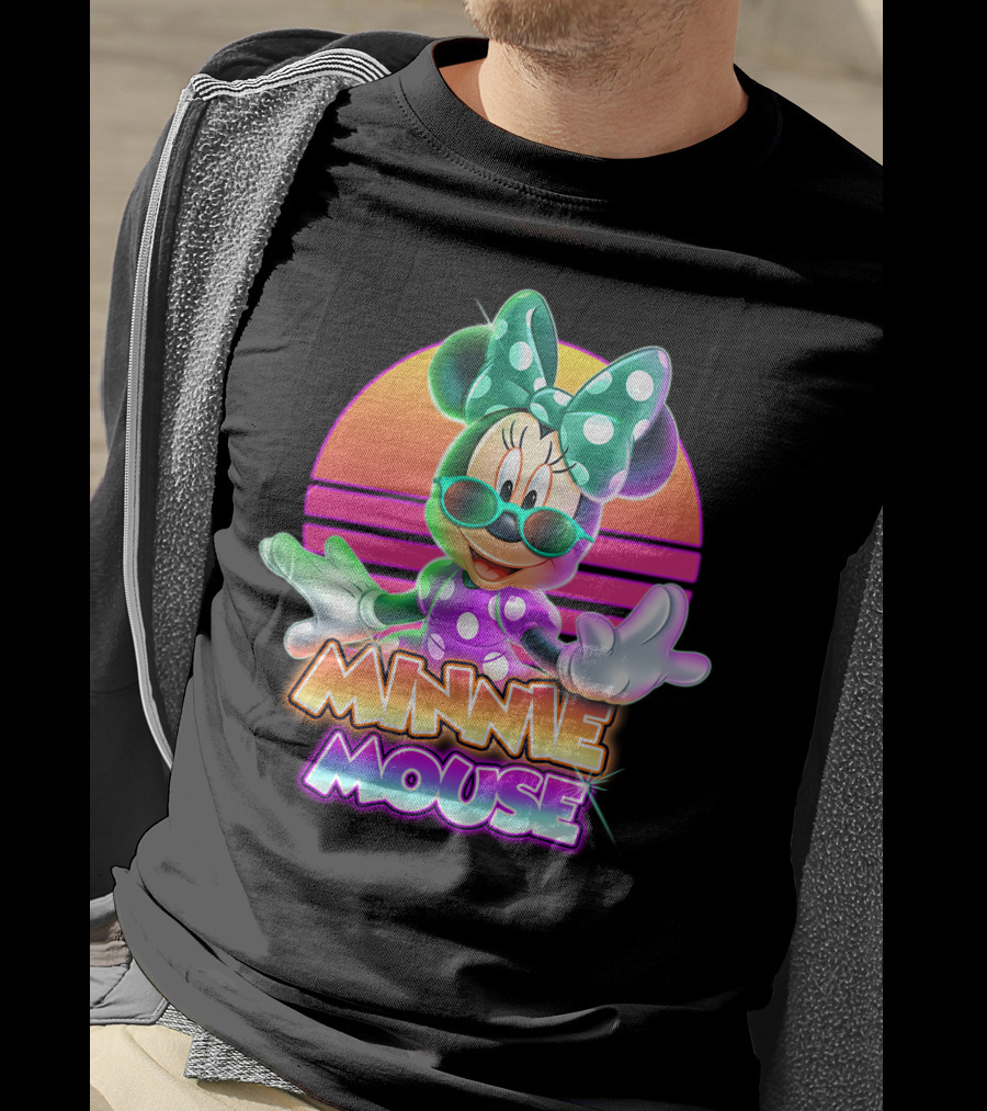 Minnie Mouse Retro Sunset Neon Style T-Shirt
