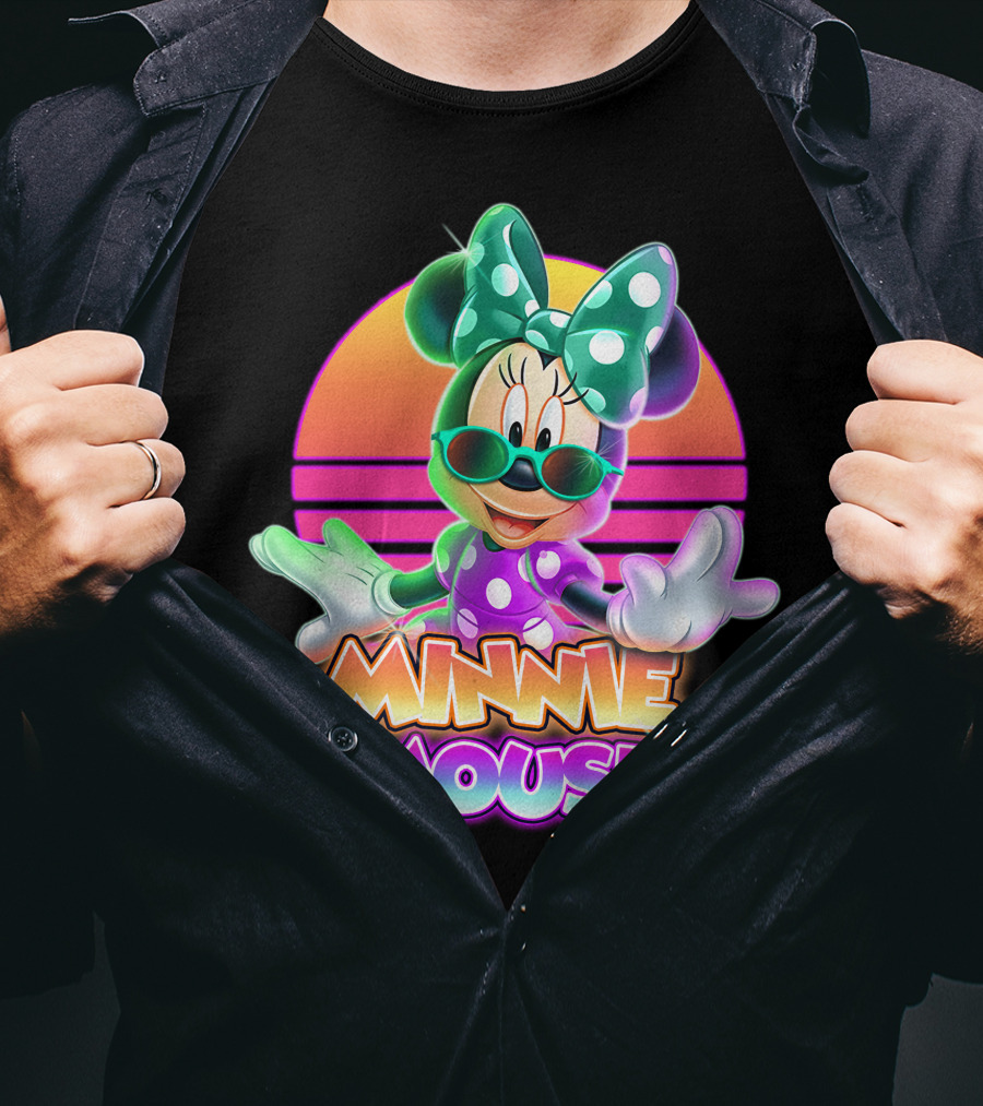 Minnie Mouse Retro Sunset Neon Style T-Shirt