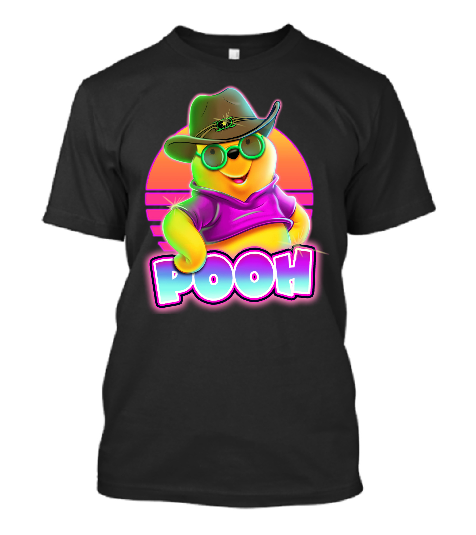 Pooh Retro Cool Style With Hat And Sunglasses T-Shirt