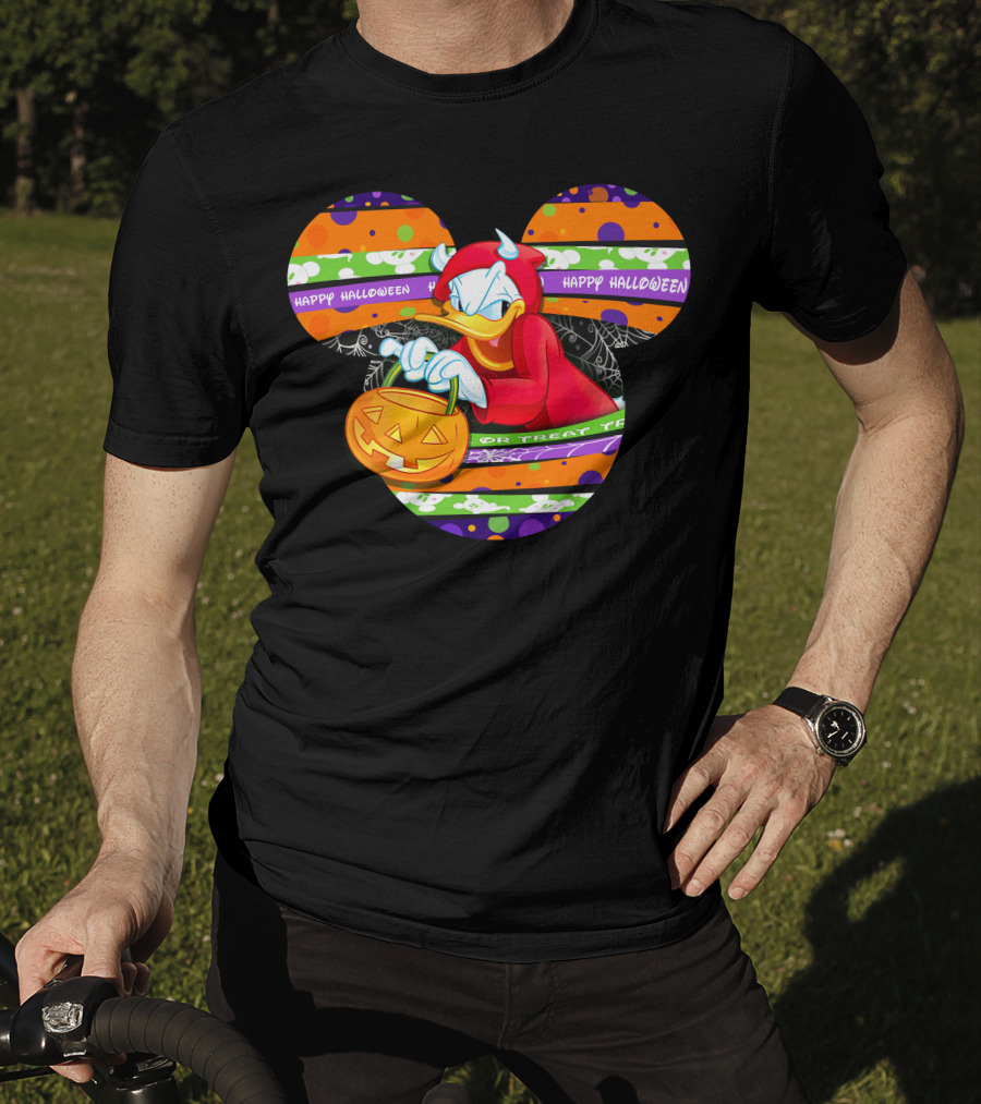Happy Halloween Trick Or Treat Donald Duck Mickey T-Shirt