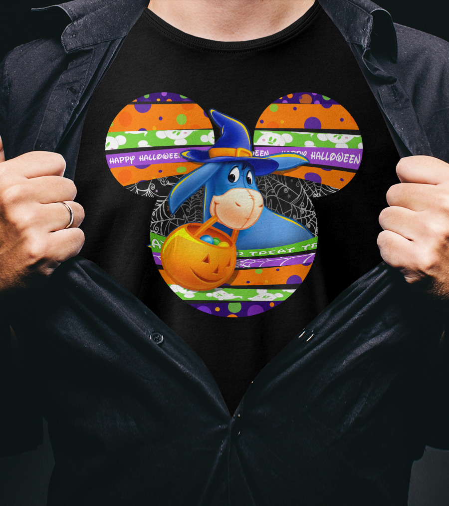 Eeyore Halloween Mickey Mouse Pumpkin Treat Happy Halloween T-Shirt