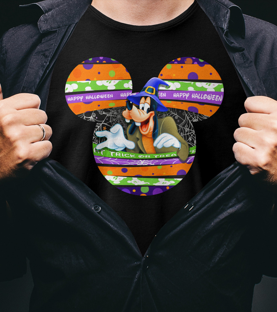 Goofy Happy Halloween Trick Or Treat Mickey Hat T-Shirt