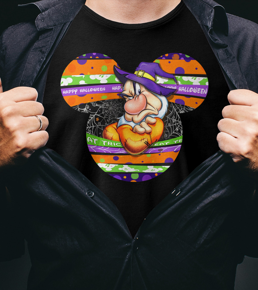 Grumpy Mickey Mouse Ears Happy Halloween Trick Or Treat T-Shirt