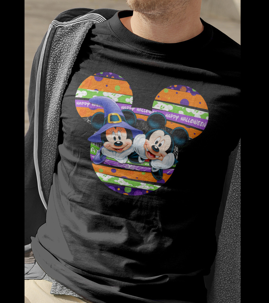Mickey And Minnie Happy Halloween Halloween Pumpkin T-Shirt