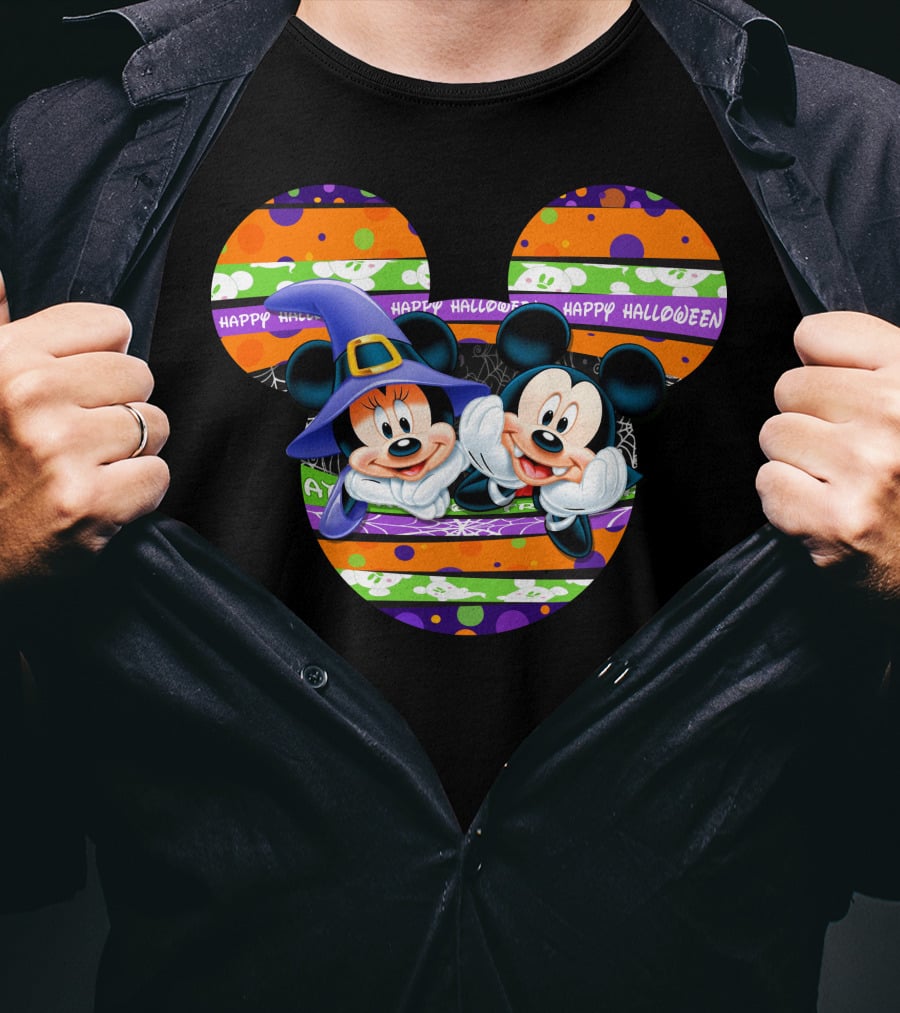 Mickey And Minnie Happy Halloween Halloween Pumpkin T-Shirt