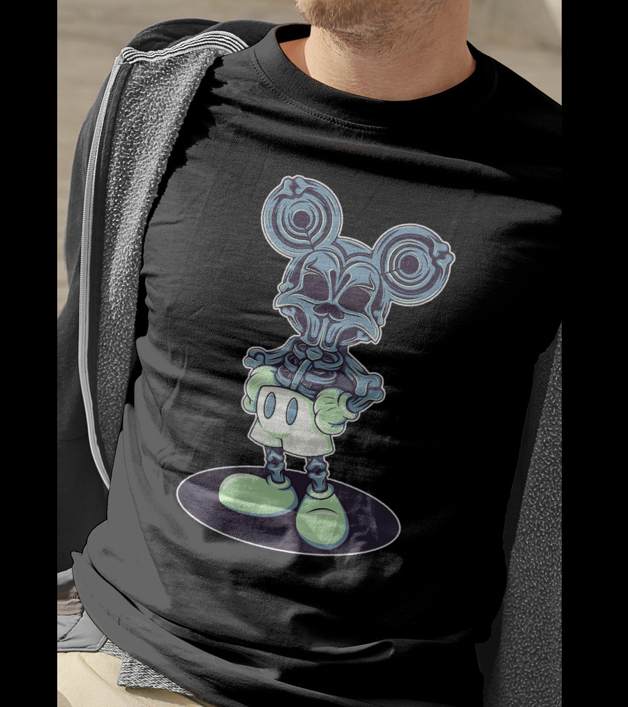 Halloween Creepy Skeleton Mouse Character T-Shirt