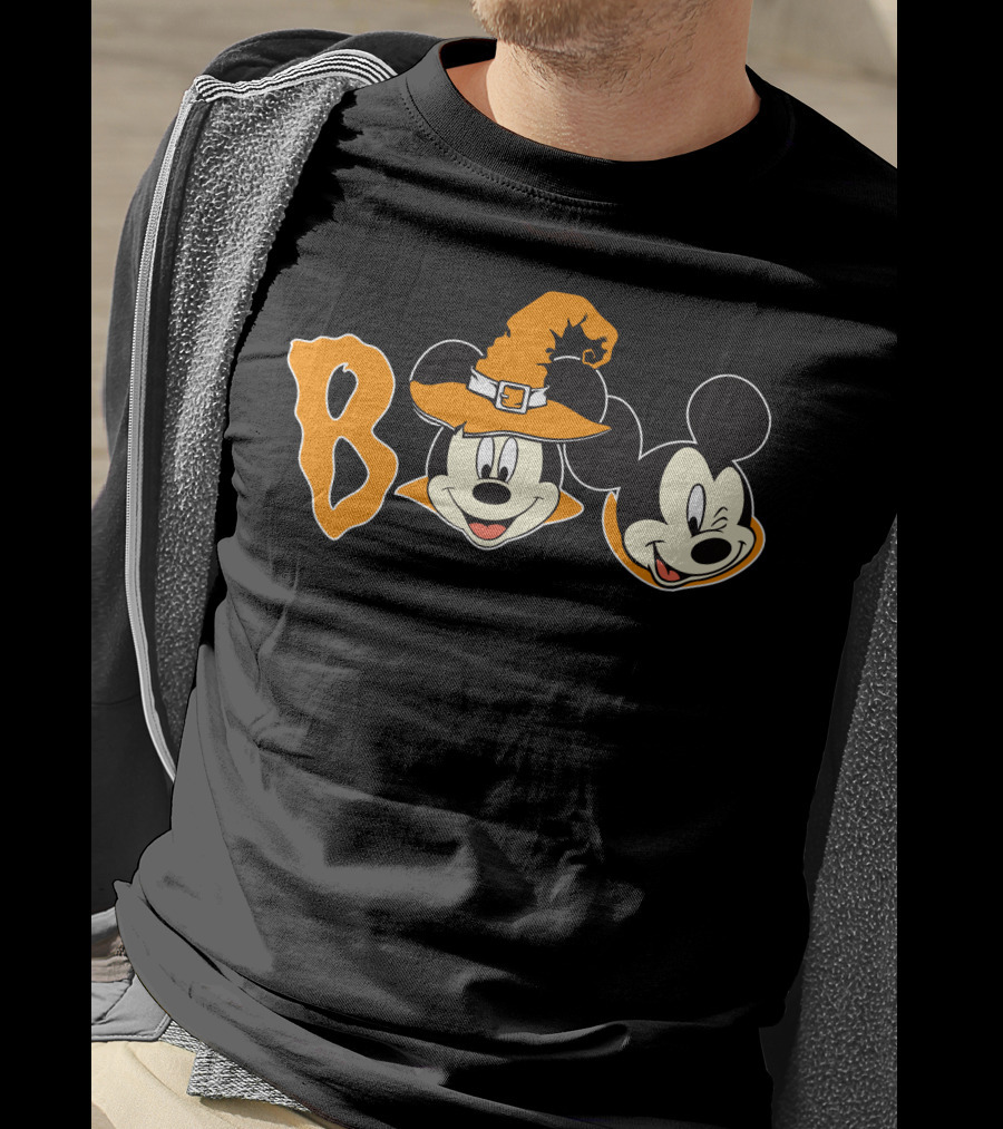 Boo Halloween Mickey Mouse Witch Hat T-Shirt