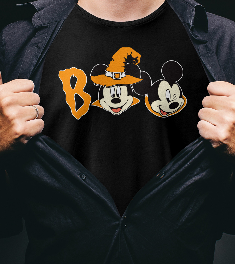 Boo Halloween Mickey Mouse Witch Hat T-Shirt