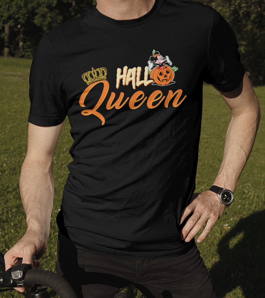 Hall Queen Crown Pumpkin Skeleton Halloween T-Shirt