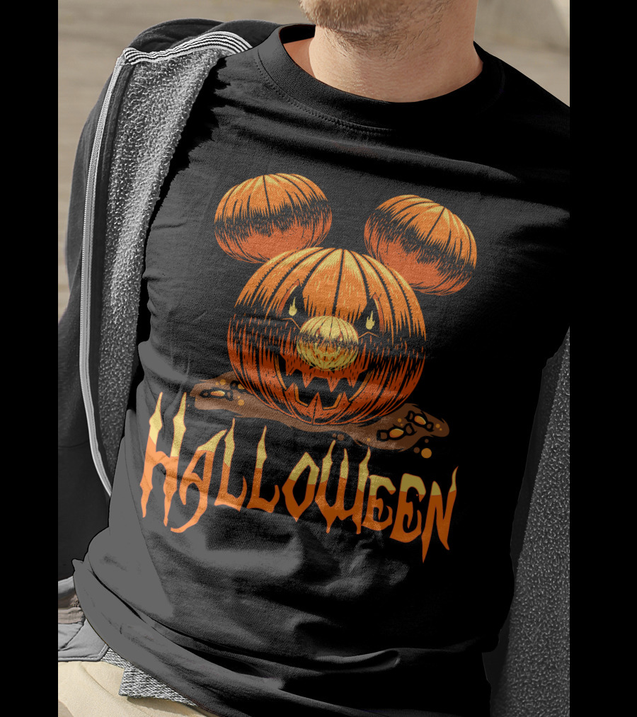 Halloween Pumpkin Mickey Ears T-Shirt