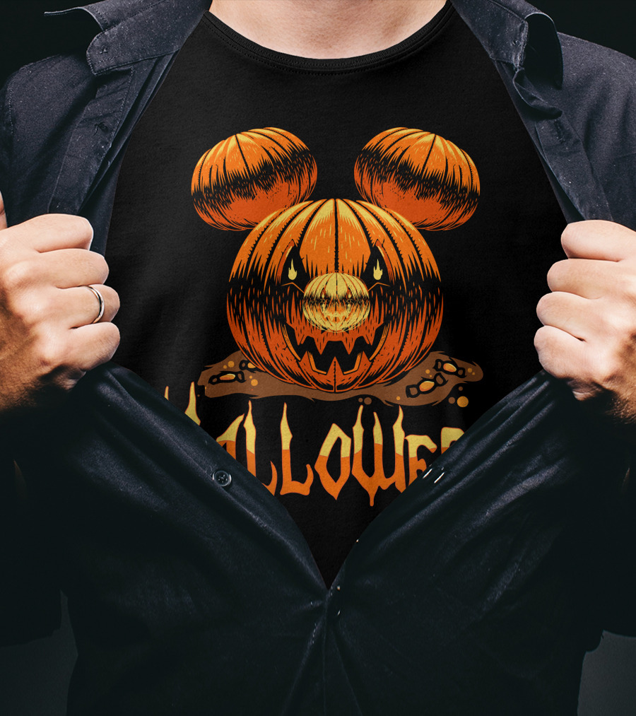Halloween Pumpkin Mickey Ears T-Shirt
