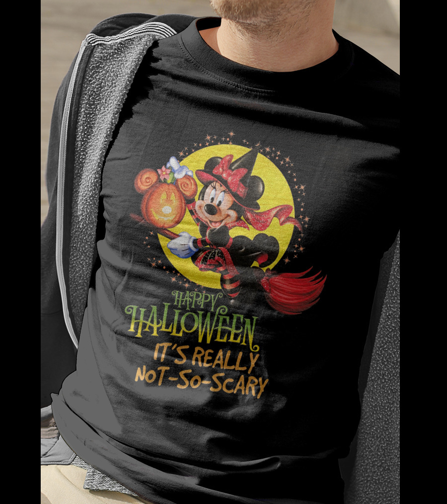Happy Halloween It's Really Not-So-Scary Minnie Mouse Broomstick Potion Mickey Pumpkin T-Shirt