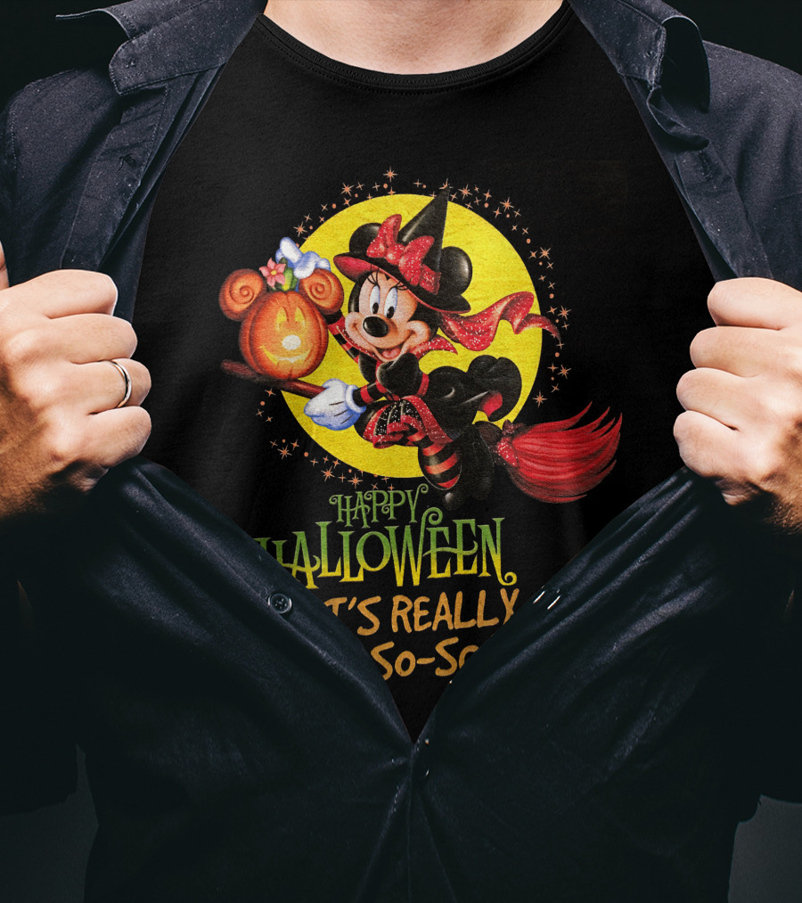 Happy Halloween It's Really Not-So-Scary Minnie Mouse Broomstick Potion Mickey Pumpkin T-Shirt