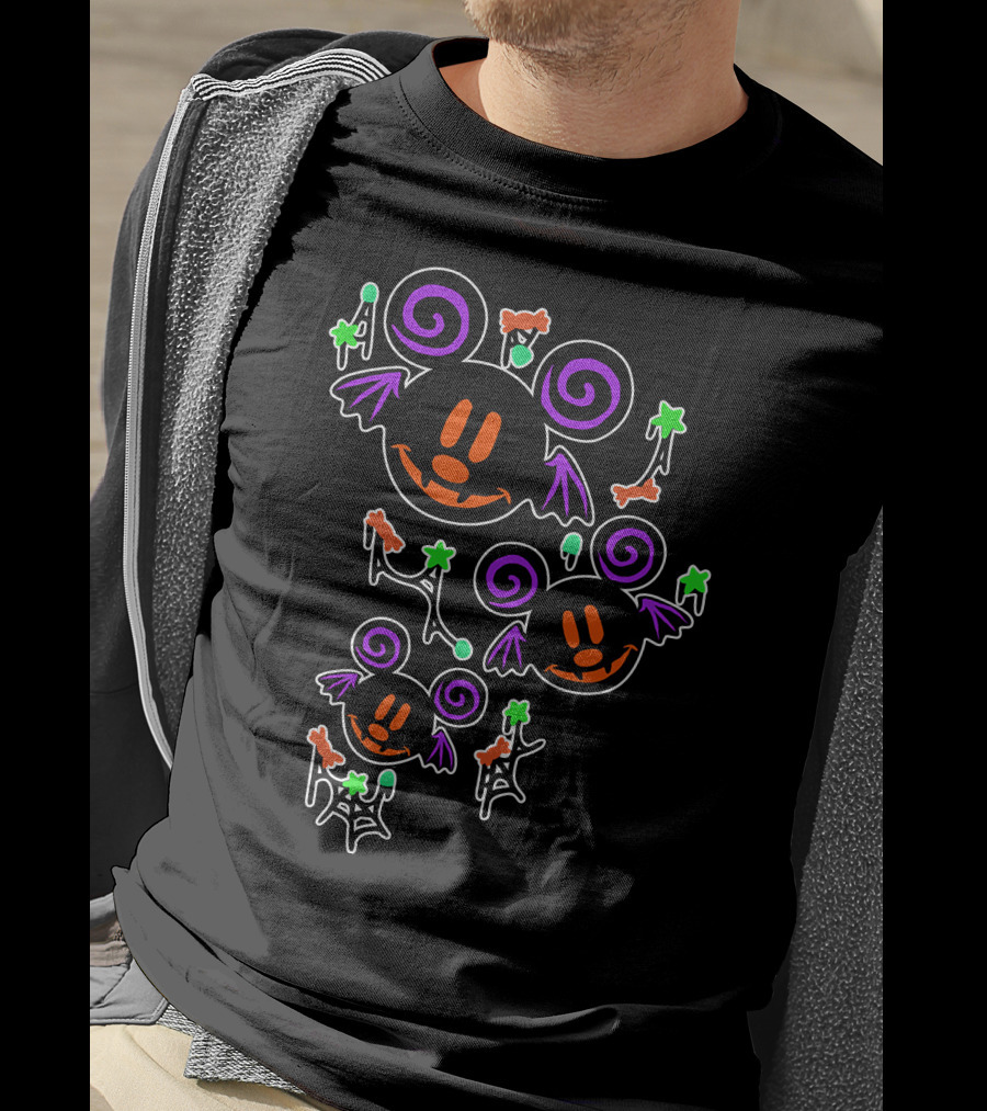 Halloween 55 Spooky Mickey Ears With Bat Wings And Pumpkins T-Shirt