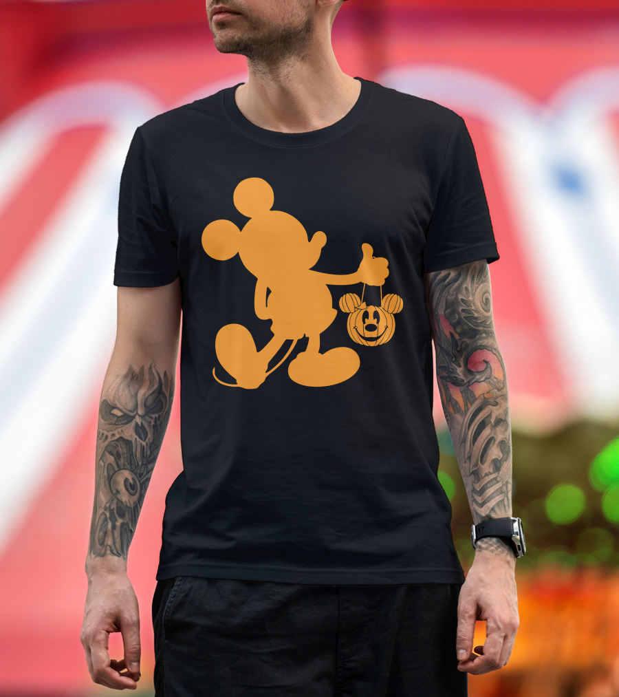 Mickey Mouse Halloween Pumpkin Silhouette T-Shirt