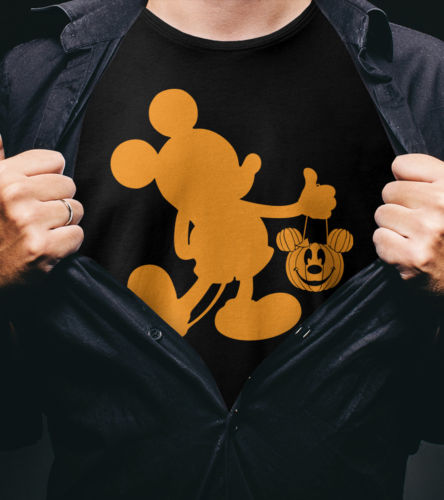 Mickey Mouse Halloween Pumpkin Silhouette T-Shirt