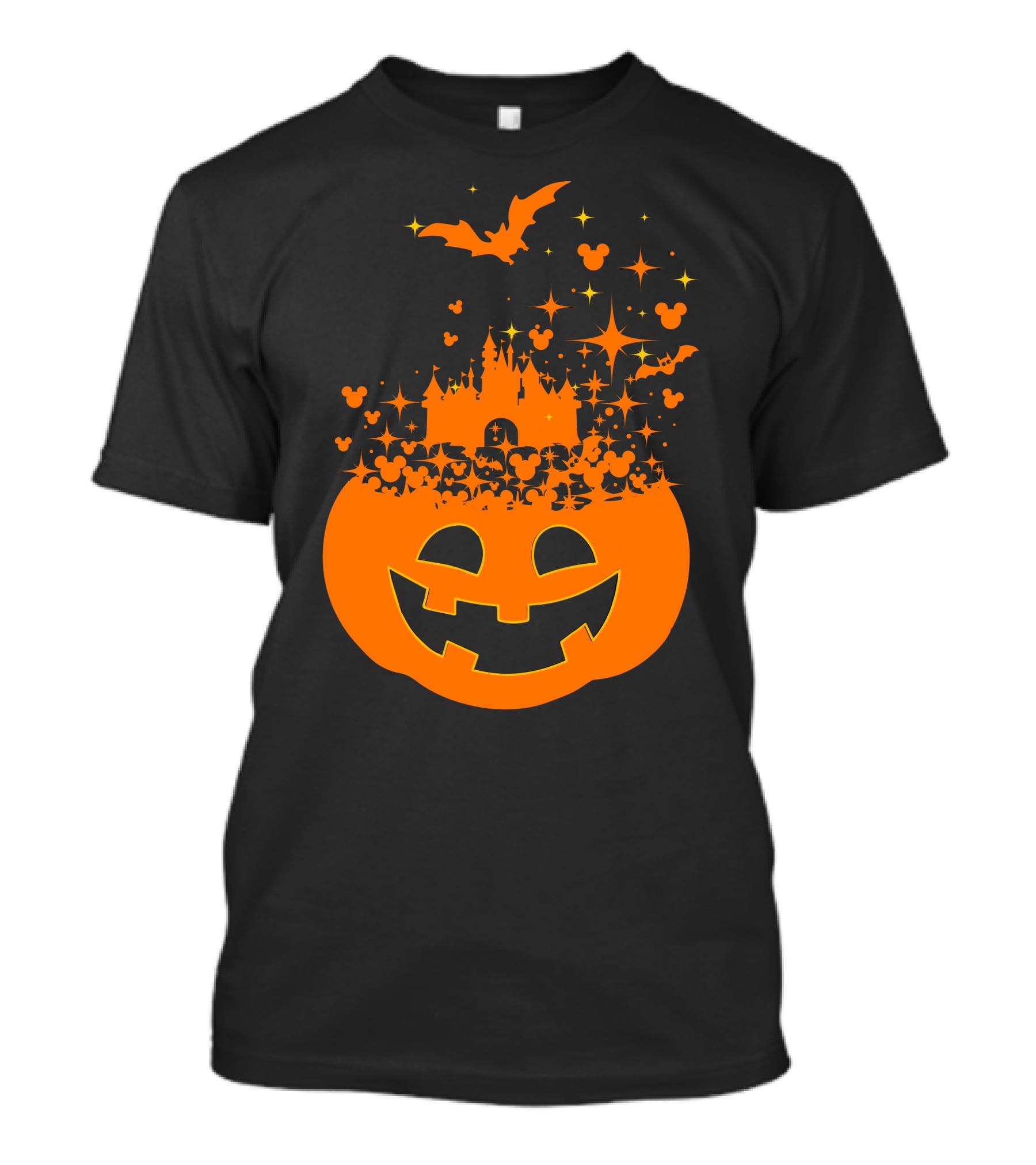 Halloween 74 Magic Pumpkin Castle And Mickey Bat Nightfall T-Shirt