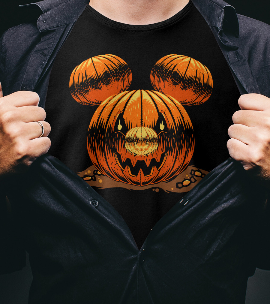 Halloween 76 Pumpkin Mouse Ears Jack-O'-Lantern T-Shirt