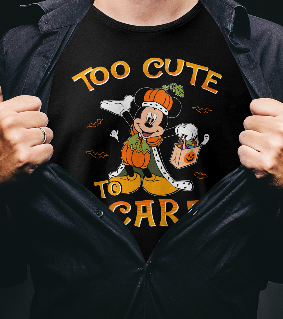 Too Cute To Scare Halloween 86 Mickey Pumpkin Costume Trick-Or-Treat T-Shirt