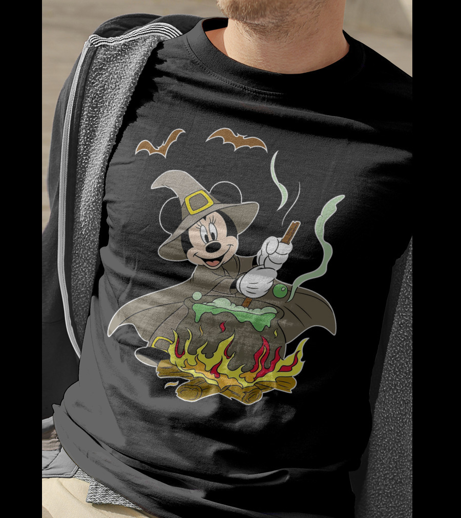 Halloween 92 Minnie Mouse Witch Cauldron And Bats T-Shirt