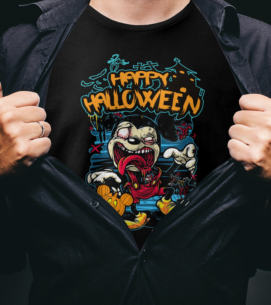 Happy Halloween Spooky Cartoon Pumpkin Party T-Shirt