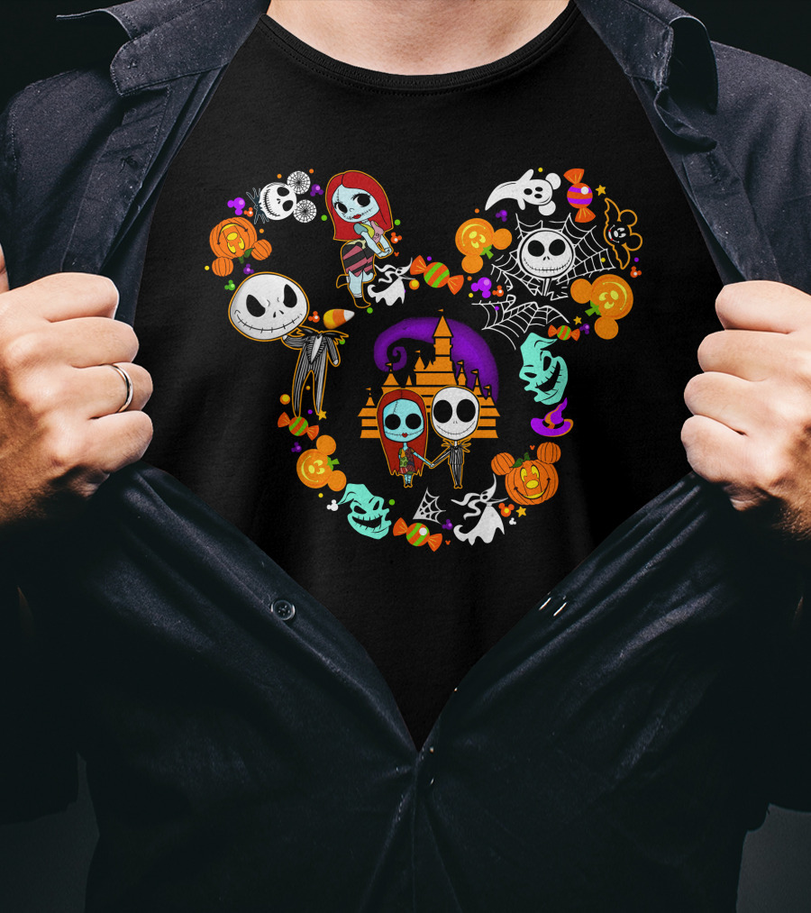 The Nightmare Before Christmas Disney Mickey Mouse Halloween Characters T-Shirt
