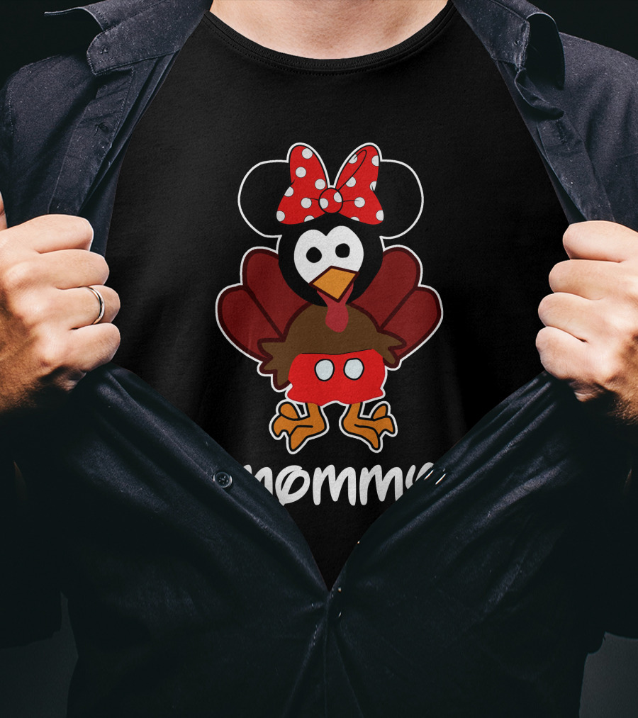 Mommy Thanksgiving 32 Turkey Mickey Mouse Ears Bow T-Shirt