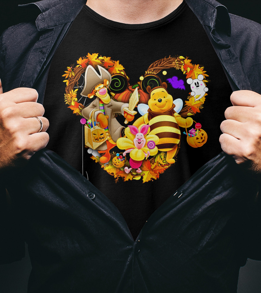 Winnie The Pooh Halloween Heart With Tigger And Piglet T-Shirt