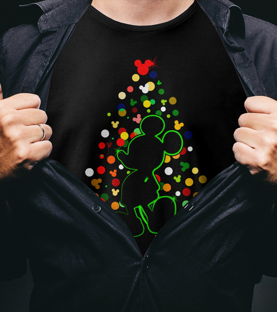 Merry Christmas 101 Mickey Tree Silhouette T-Shirt