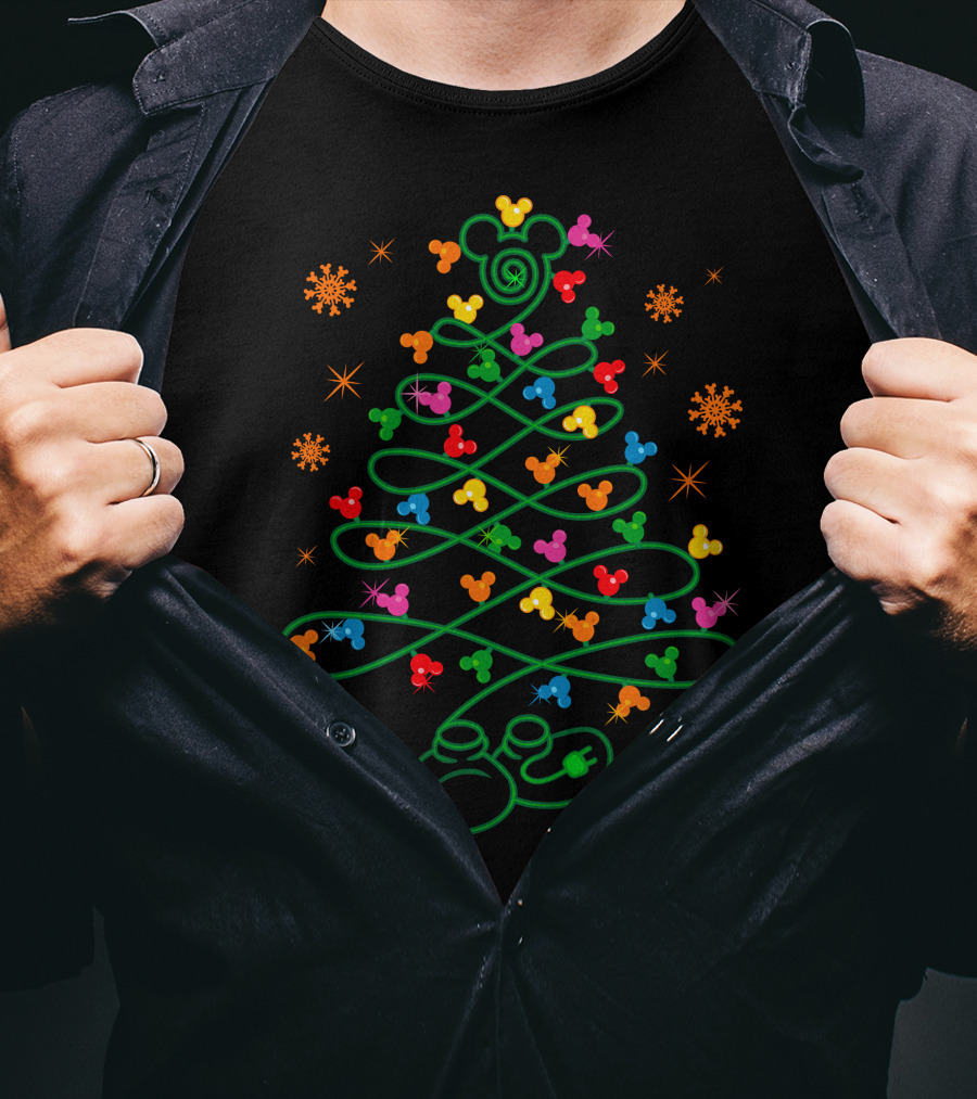 Merry Christmas 29 Mickey Mouse Ears Christmas Tree Lights T-Shirt