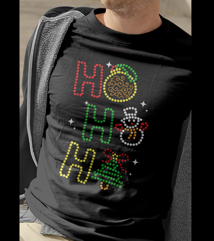 Ho Ho Ho Merry Christmas 56 Santa Snowman Tree T-Shirt