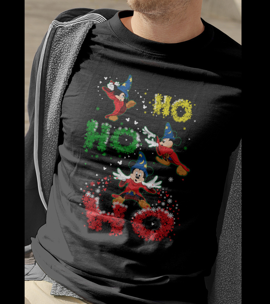 Merry Christmas 57 Mickey Mouse Fantasia Sorcerer's Apprentice Ho Ho Ho T-Shirt