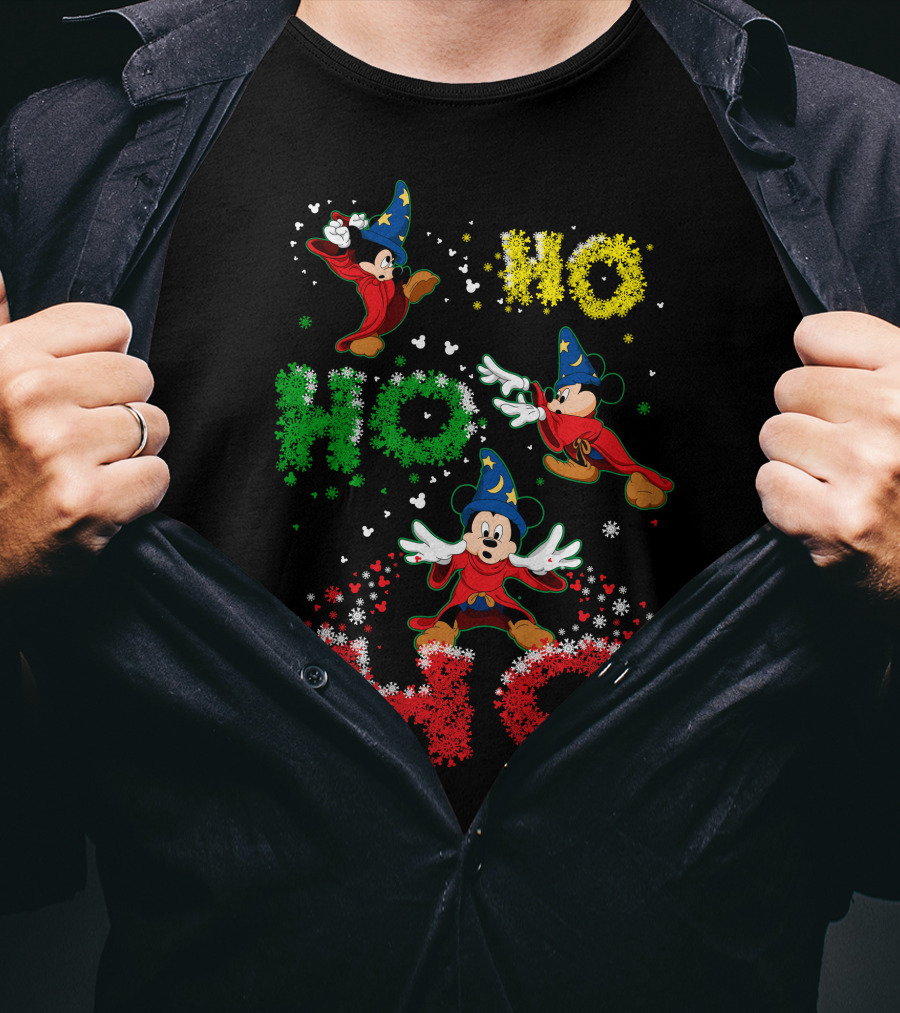 Merry Christmas 57 Mickey Mouse Fantasia Sorcerer's Apprentice Ho Ho Ho T-Shirt