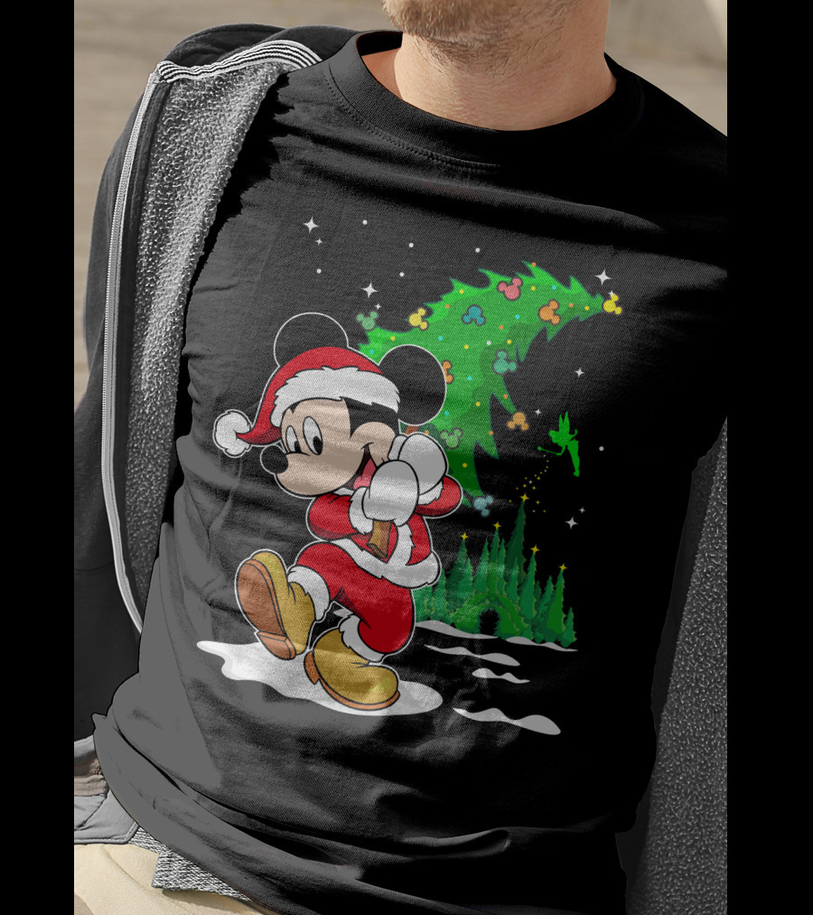 Merry Christmas Mickey Mouse Santa Magic Disney Tree T-Shirt