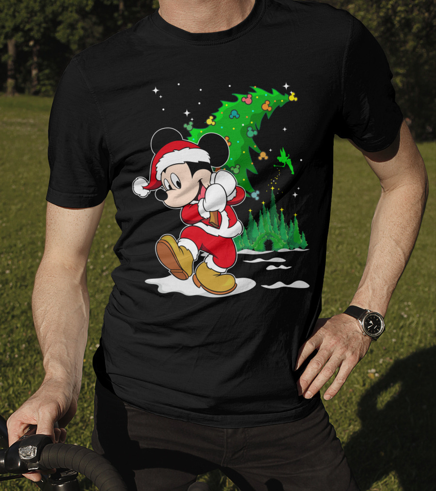 Merry Christmas Mickey Mouse Santa Magic Disney Tree T-Shirt